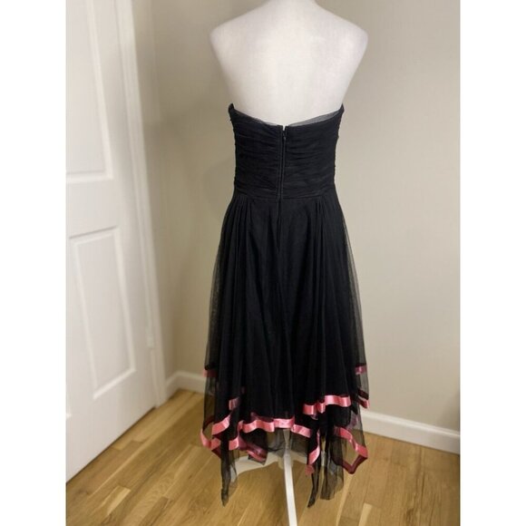 Vintage Cache Y2K 90s Black Mesh Pink Whimsigoth Fairy Asymmetrical Dress Sz 12 - Picture 4 of 10